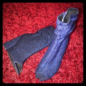 Royal Blue Glittered Peep Toe Boots